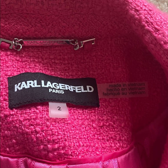 Karl Lagerfeld size 2 pink NWT tweed blazer. - Picture 8 of 14